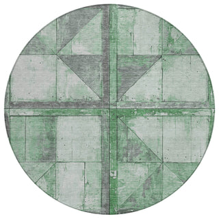 Piper Looms Chantille Geometric ACN1875 Green Machine Washable Area Rug Round Main Image