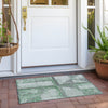 Piper Looms Chantille Geometric ACN1875 Green Machine Washable Area Rug Scatter Outdoor Lifestyle Image Feature
