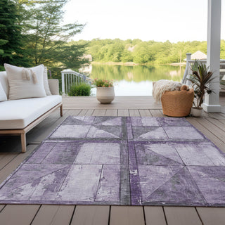 Piper Looms Chantille Geometric ACN1875 Purple Machine Washable Area Rug Outdoor Lifestyle Image Feature