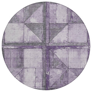 Piper Looms Chantille Geometric ACN1875 Purple Machine Washable Area Rug Round Main Image