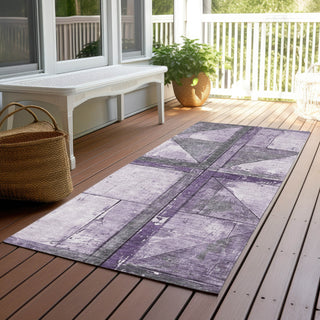 Piper Looms Chantille Geometric ACN1875 Purple Machine Washable Area Rug Runner Outdoor Lifestyle Image Feature