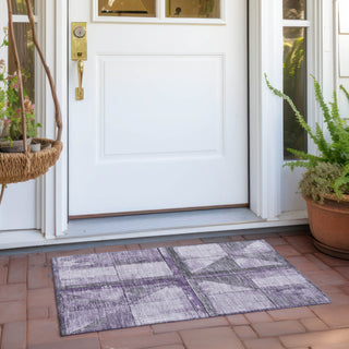 Piper Looms Chantille Geometric ACN1875 Purple Machine Washable Area Rug Scatter Outdoor Lifestyle Image Feature