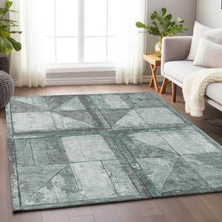Piper Looms Chantille Geometric ACN1875 Sage Machine Washable Area Rug Lifestyle Image Feature