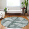 Piper Looms Chantille Geometric ACN1875 Sage Machine Washable Area Rug Round Lifestyle Image Feature