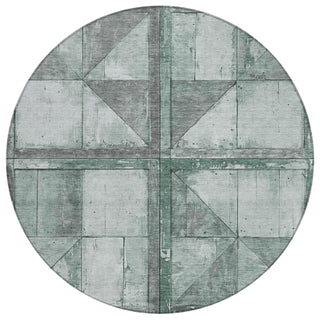 Piper Looms Chantille Geometric ACN1875 Sage Machine Washable Area Rug Round Main Image