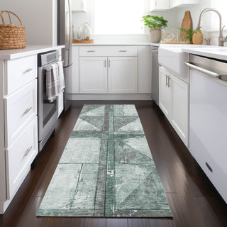 Piper Looms Chantille Geometric ACN1875 Sage Machine Washable Area Rug Runner Lifestyle Image Feature
