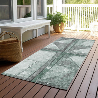 Piper Looms Chantille Geometric ACN1875 Sage Machine Washable Area Rug Runner Outdoor Lifestyle Image Feature
