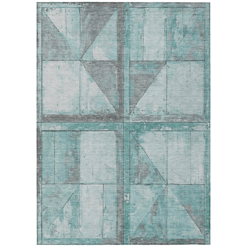 Piper Looms Chantille Geometric ACN1875 Teal Machine Washable Area Rug main image