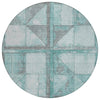 Piper Looms Chantille Geometric ACN1875 Teal Machine Washable Area Rug Round Main Image
