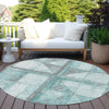 Piper Looms Chantille Geometric ACN1875 Teal Machine Washable Area Rug Round Outdoor Lifestyle Image Feature