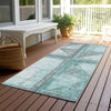 Piper Looms Chantille Geometric ACN1875 Teal Machine Washable Area Rug Runner Outdoor Lifestyle Image Feature