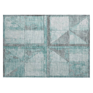 Piper Looms Chantille Geometric ACN1875 Teal Machine Washable Area Rug Scatter Main Image