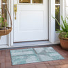 Piper Looms Chantille Geometric ACN1875 Teal Machine Washable Area Rug Scatter Outdoor Lifestyle Image Feature