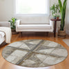 Piper Looms Chantille Geometric ACN1876 Beige Machine Washable Area Rug Round Lifestyle Image Feature