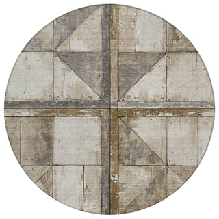 Piper Looms Chantille Geometric ACN1876 Beige Machine Washable Area Rug Round Main Image
