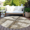 Piper Looms Chantille Geometric ACN1876 Beige Machine Washable Area Rug Round Outdoor Lifestyle Image Feature