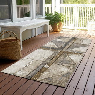 Piper Looms Chantille Geometric ACN1876 Beige Machine Washable Area Rug Runner Outdoor Lifestyle Image Feature