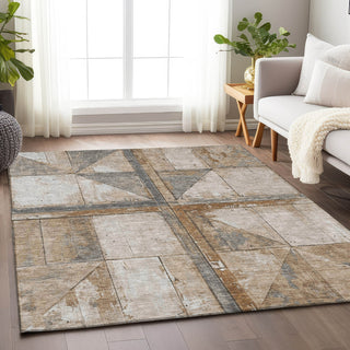 Piper Looms Chantille Geometric ACN1876 Copper Machine Washable Area Rug Lifestyle Image Feature