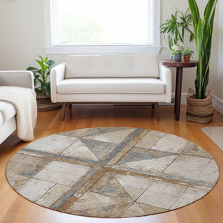 Piper Looms Chantille Geometric ACN1876 Copper Machine Washable Area Rug Round Lifestyle Image Feature
