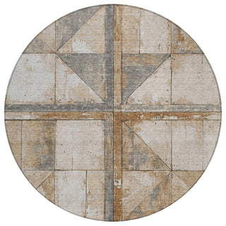 Piper Looms Chantille Geometric ACN1876 Copper Machine Washable Area Rug Round Main Image