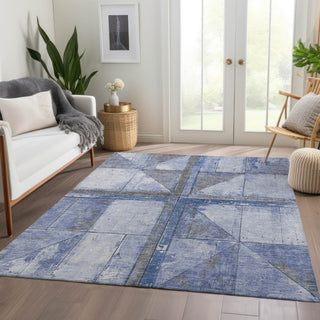 Piper Looms Chantille Geometric ACN1876 Denim Machine Washable Area Rug Lifestyle Image Feature