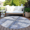 Piper Looms Chantille Geometric ACN1876 Denim Machine Washable Area Rug Round Outdoor Lifestyle Image Feature