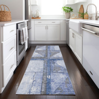 Piper Looms Chantille Geometric ACN1876 Denim Machine Washable Area Rug Runner Lifestyle Image Feature