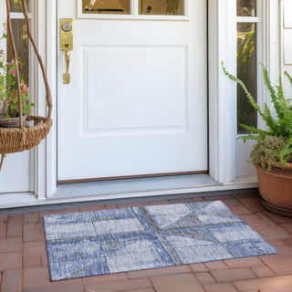Piper Looms Chantille Geometric ACN1876 Denim Machine Washable Area Rug Scatter Outdoor Lifestyle Image Feature
