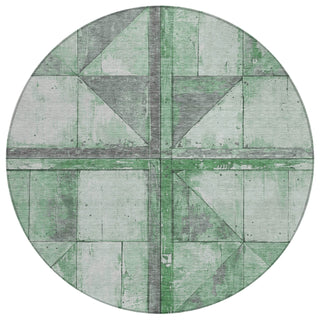 Piper Looms Chantille Geometric ACN1876 Green Machine Washable Area Rug Round Main Image