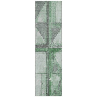Piper Looms Chantille Geometric ACN1876 Green Machine Washable Area Rug Runner Main Image