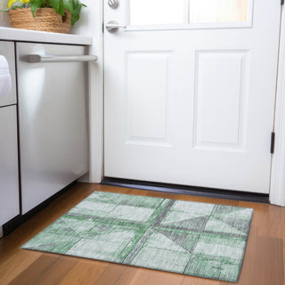 Piper Looms Chantille Geometric ACN1876 Green Machine Washable Area Rug Scatter Lifestyle Image Feature