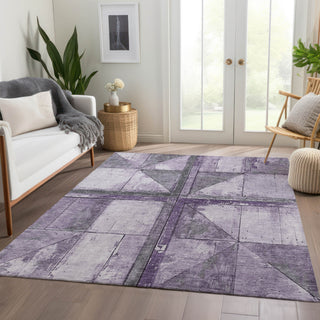 Piper Looms Chantille Geometric ACN1876 Purple Machine Washable Area Rug Lifestyle Image Feature