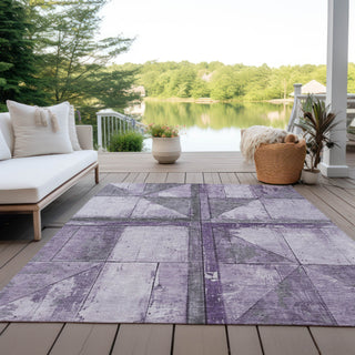 Piper Looms Chantille Geometric ACN1876 Purple Machine Washable Area Rug Outdoor Lifestyle Image Feature