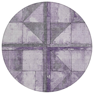Piper Looms Chantille Geometric ACN1876 Purple Machine Washable Area Rug Round Main Image