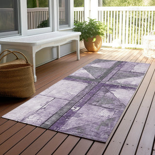 Piper Looms Chantille Geometric ACN1876 Purple Machine Washable Area Rug Runner Outdoor Lifestyle Image Feature