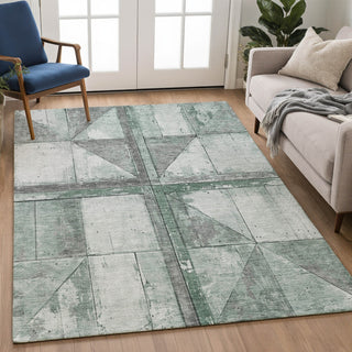 Piper Looms Chantille Geometric ACN1876 Sage Machine Washable Area Rug Lifestyle Image Feature