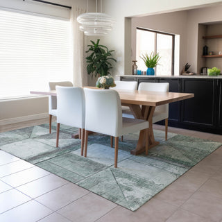 Piper Looms Chantille Geometric ACN1876 Sage Machine Washable Area Rug Lifestyle Image Feature