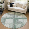 Piper Looms Chantille Geometric ACN1876 Sage Machine Washable Area Rug Round Lifestyle Image Feature