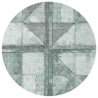 Piper Looms Chantille Geometric ACN1876 Sage Machine Washable Area Rug Round Main Image