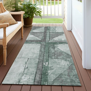 Piper Looms Chantille Geometric ACN1876 Sage Machine Washable Area Rug Runner Outdoor Lifestyle Image Feature