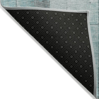 Piper Looms Chantille Geometric ACN1876 Teal Machine Washable Area Rug Backing Image