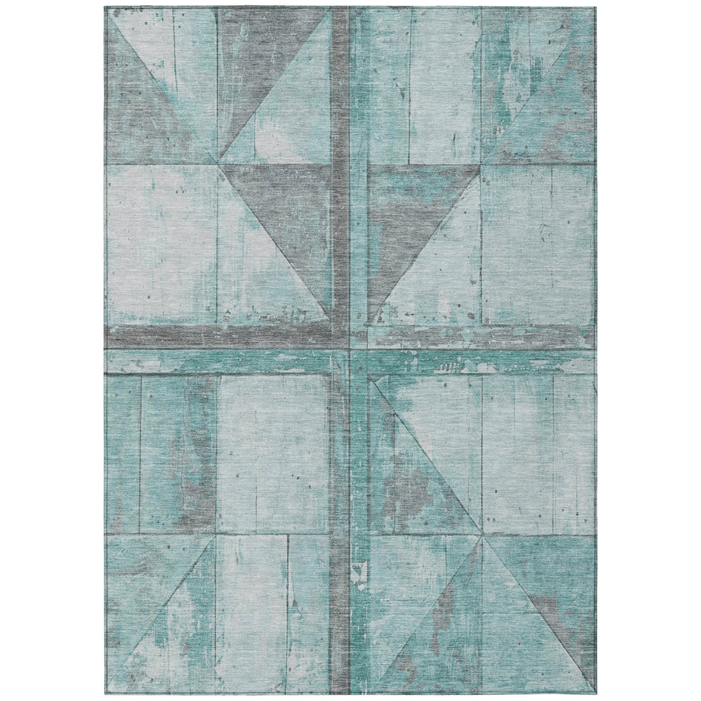 Piper Looms Chantille Geometric ACN1876 Teal Machine Washable Area Rug main image