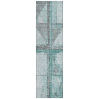 Piper Looms Chantille Geometric ACN1876 Teal Machine Washable Area Rug Runner Main Image