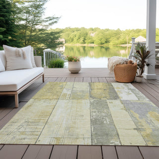 Piper Looms Chantille Geometric ACN1877 Gold Machine Washable Area Rug Outdoor Lifestyle Image Feature