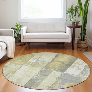 Piper Looms Chantille Geometric ACN1877 Gold Machine Washable Area Rug Round Lifestyle Image Feature