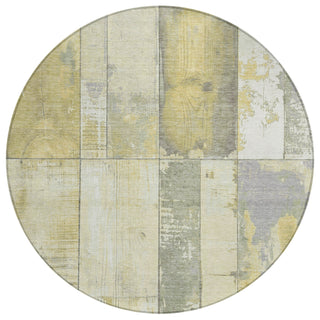 Piper Looms Chantille Geometric ACN1877 Gold Machine Washable Area Rug Round Main Image