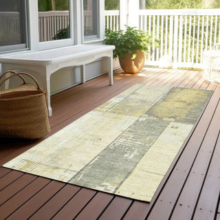 Piper Looms Chantille Geometric ACN1877 Gold Machine Washable Area Rug Runner Outdoor Lifestyle Image Feature