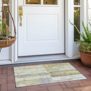 Piper Looms Chantille Geometric ACN1877 Gold Machine Washable Area Rug Scatter Outdoor Lifestyle Image Feature