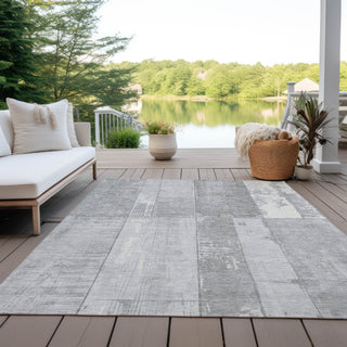 Piper Looms Chantille Geometric ACN1877 Gray Machine Washable Area Rug Outdoor Lifestyle Image Feature
