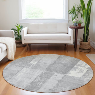 Piper Looms Chantille Geometric ACN1877 Gray Machine Washable Area Rug Round Lifestyle Image Feature